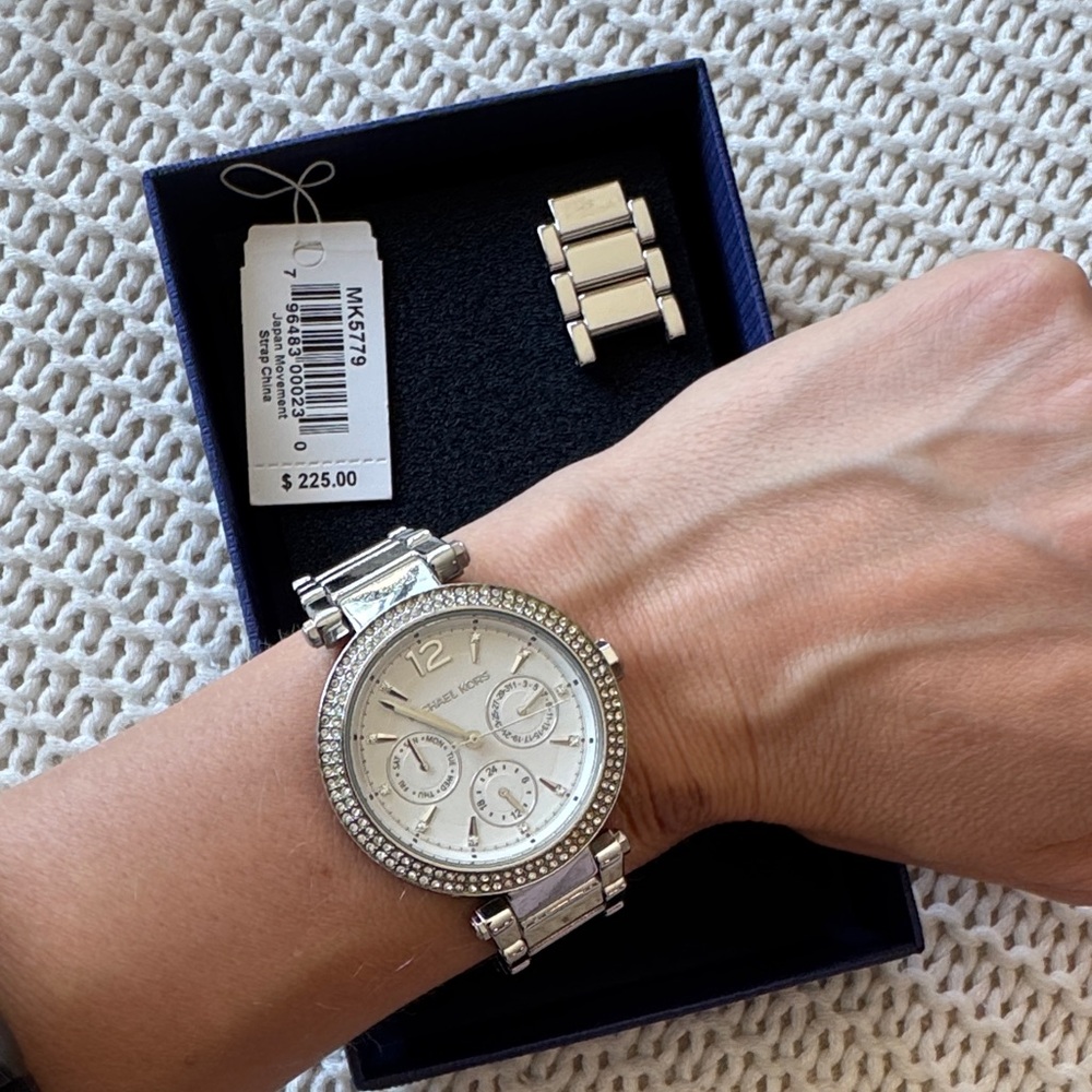 Michael Kors Silver Parker with Crystal Accents